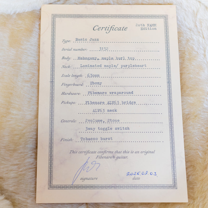 Fibenare Basic Jazz, Tobacco Burst