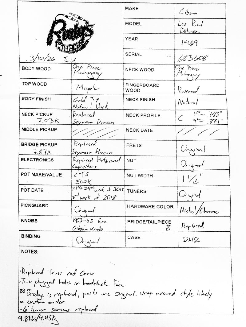 Gibson 1969 Les Paul Deluxe, Goldtop