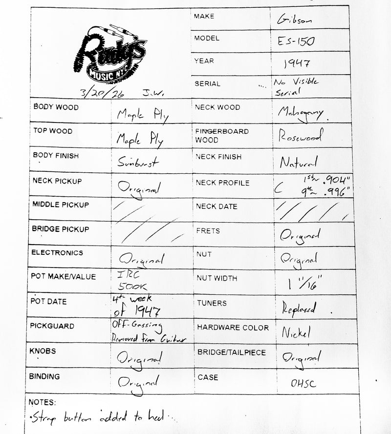 Gibson 1947 ES-150, Sunburst