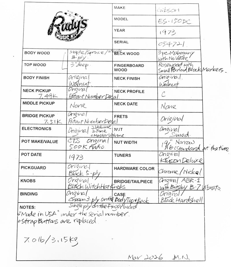 Gibson 1973 ES-150DC, Walnut