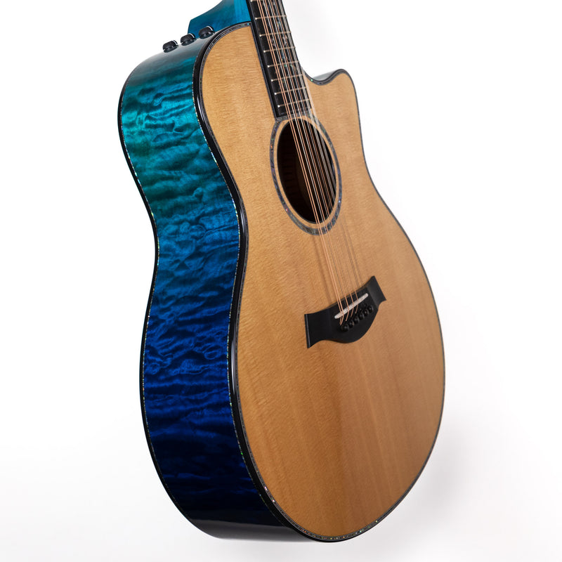 Taylor Custom 12 String, Blue Caribbean Fade, Adirondack Spruce / Quilted Big Leaf Maple