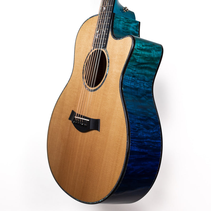 Taylor Custom 12 String, Blue Caribbean Fade, Adirondack Spruce / Quilted Big Leaf Maple