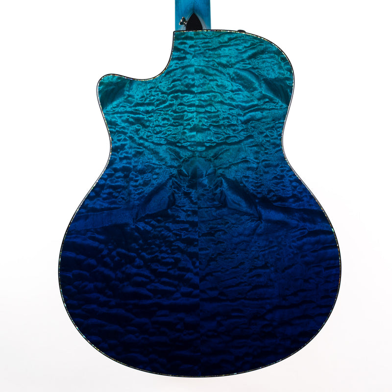Taylor Custom 12 String, Blue Caribbean Fade, Adirondack Spruce / Quilted Big Leaf Maple