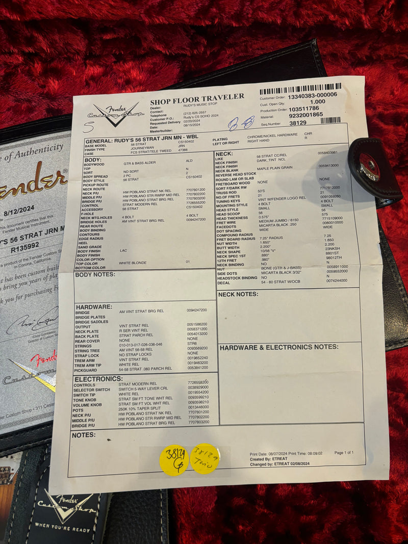 Fender Custom Shop 1956 Strat Journeyman Relic, White Blonde