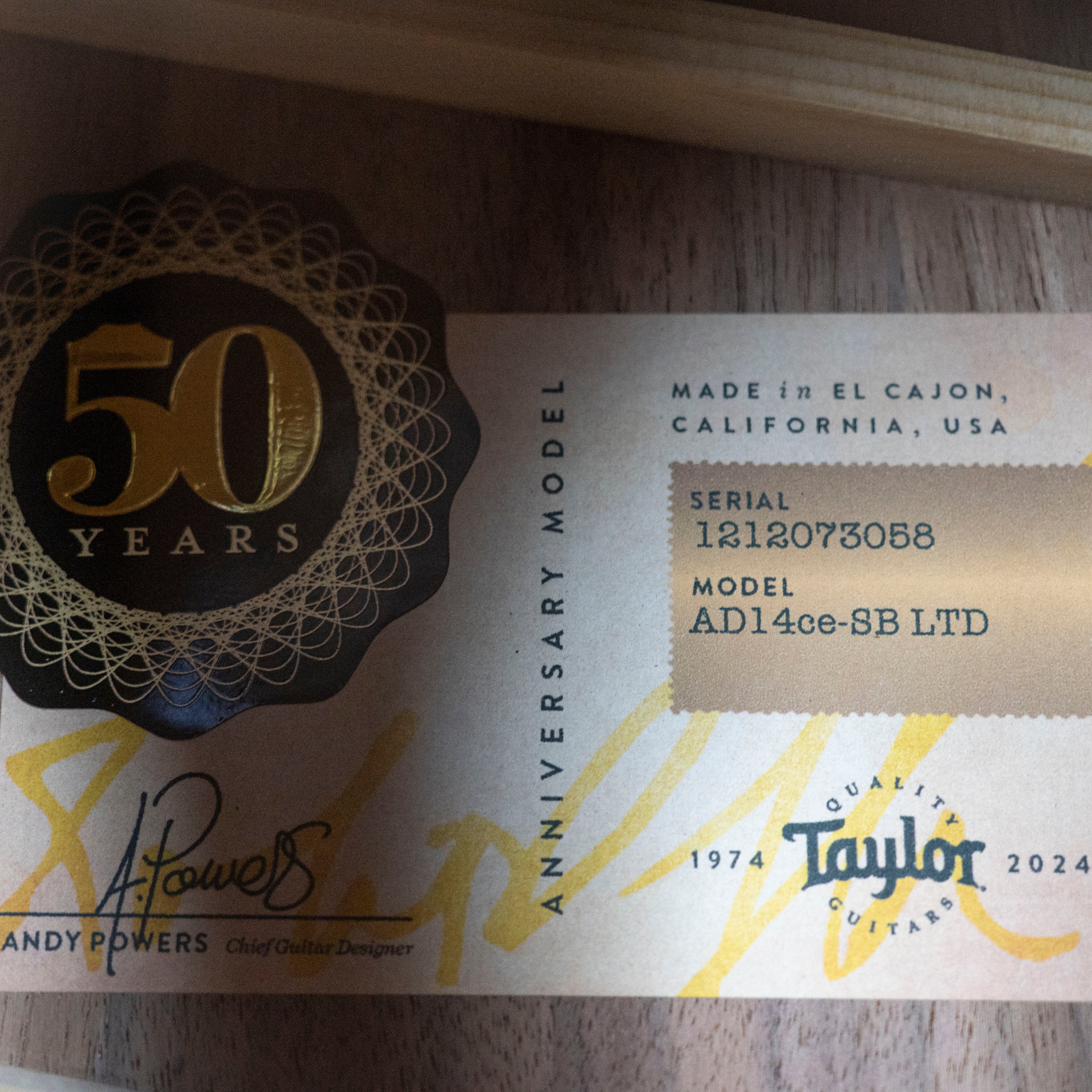 Taylor 50th Anniversary AD14ce LTD