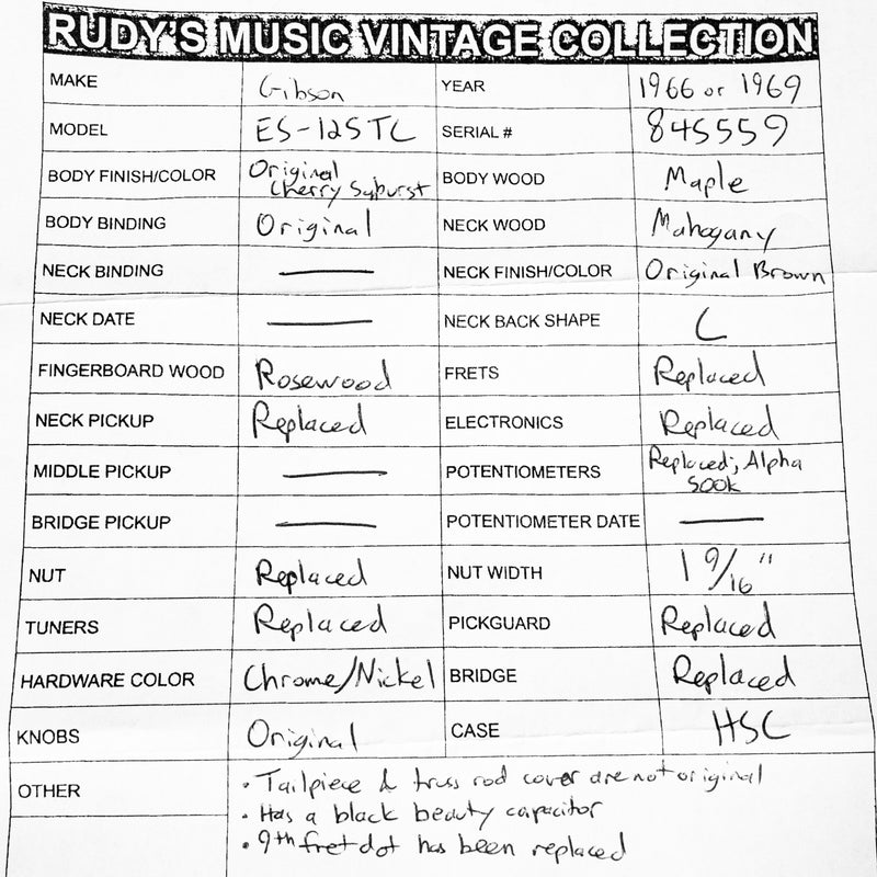 Gibson '66/'69 ES-125TC Cherry Sunburst