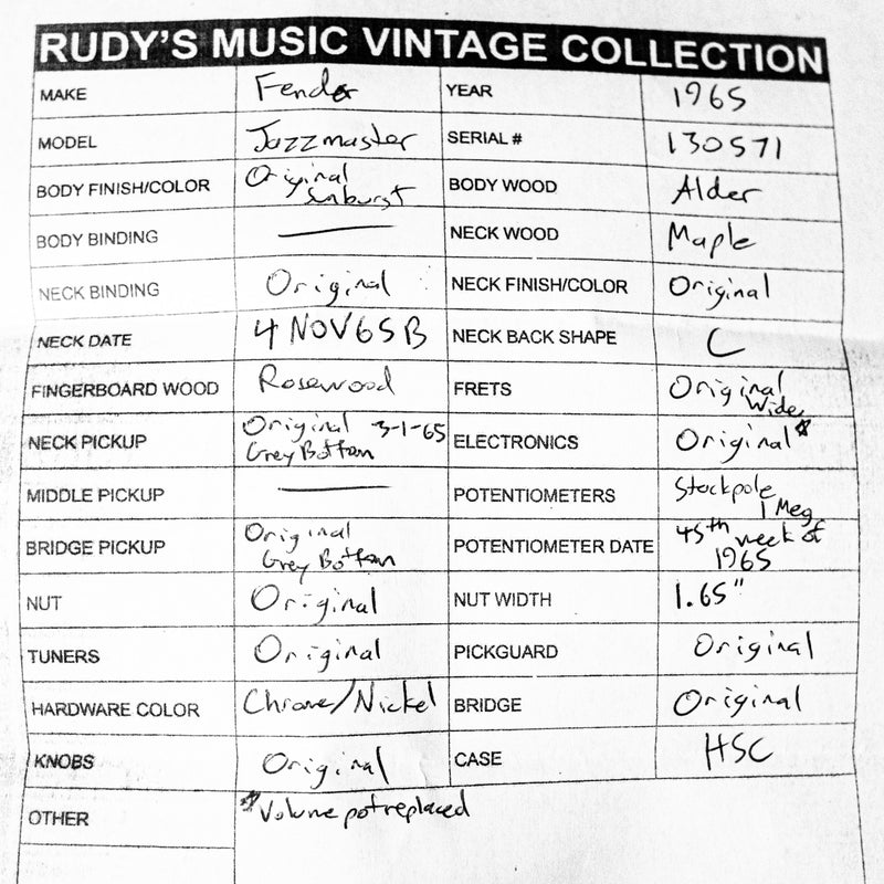 Fender 1965 Jazzmaster Sunburst