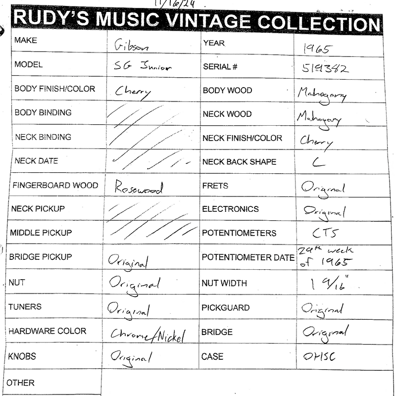 Gibson 1965 SG Junior, Cherry w/Vibrola