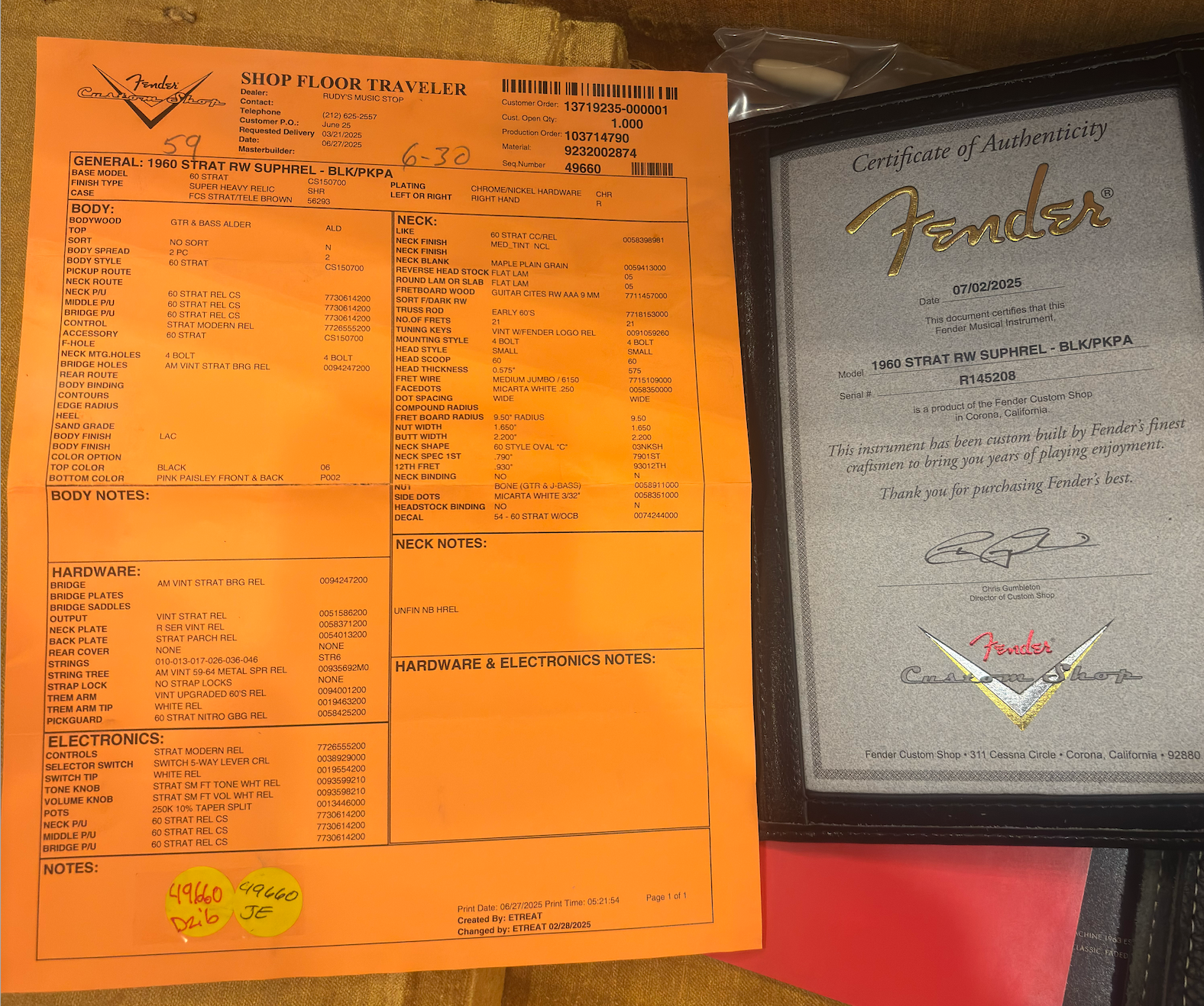 Fender Custom Shop 1960 Strat, Super Heavy Relic, Black Over Pink Paisley