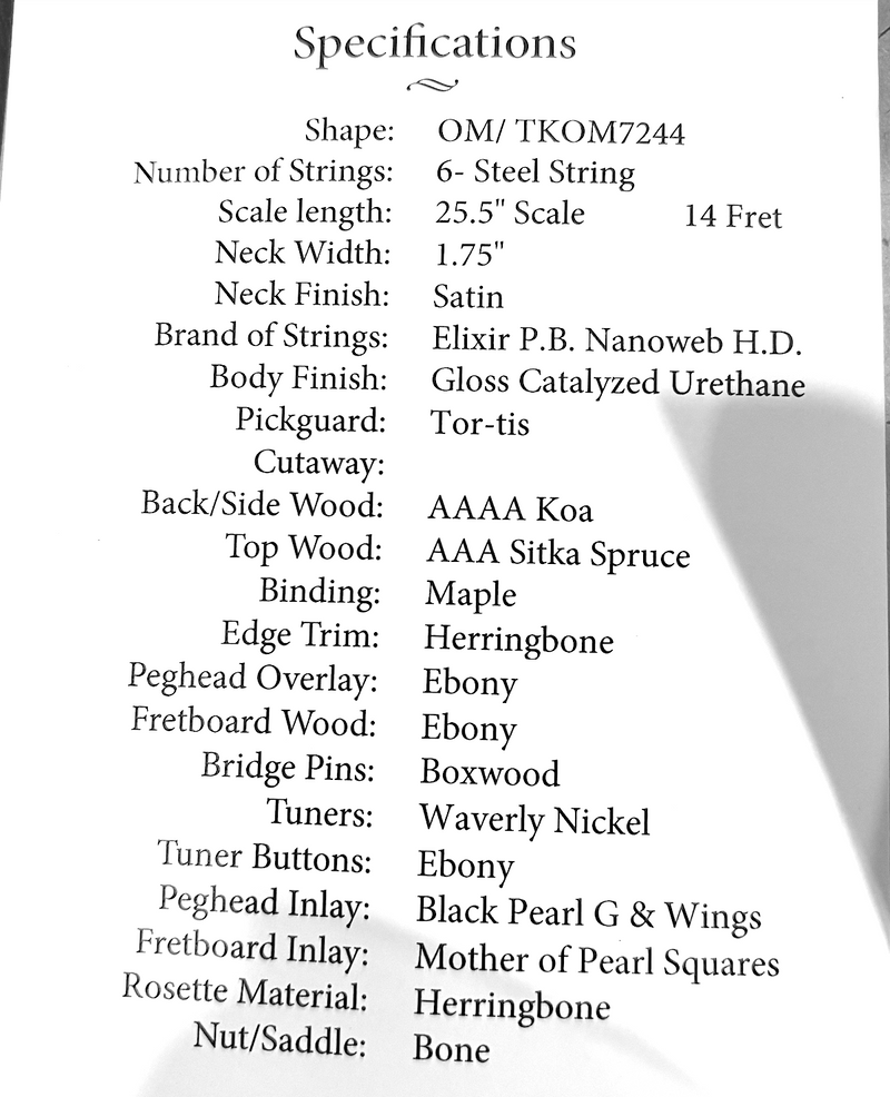 Goodall Traditional OM TKOM, Koa/Sitka