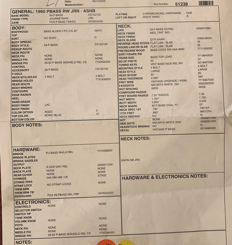 Fender Custom Shop 1960 Precision Bass, Journeyman Sonic Blue