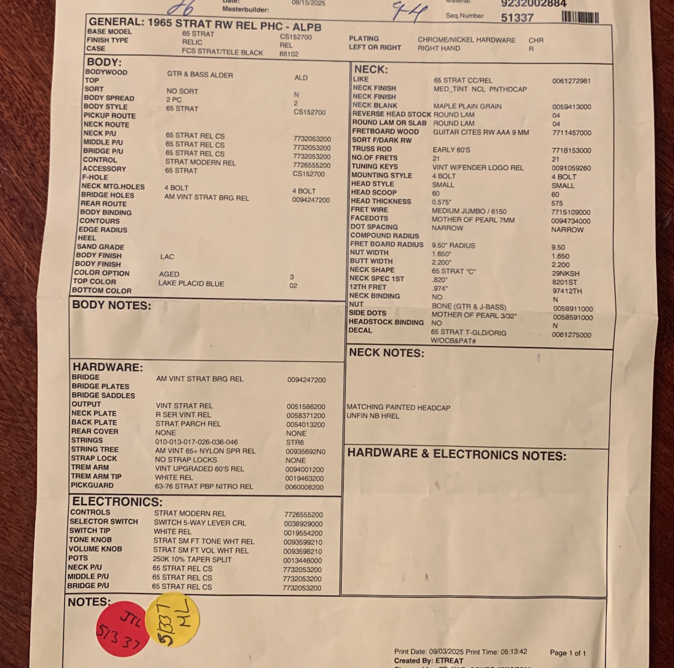 Fender Custom Shop 1965 Strat, Relic Lake Placid Blue