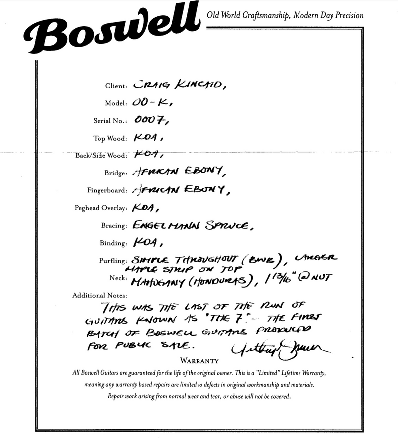 Boswell 2012 00-K, All Koa #0007 - Butch Boswell's 7th build