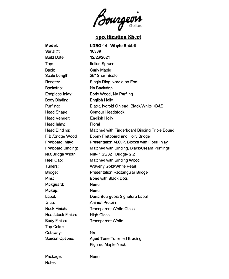 Bourgeois LDBO-14 Whyte Rabbit