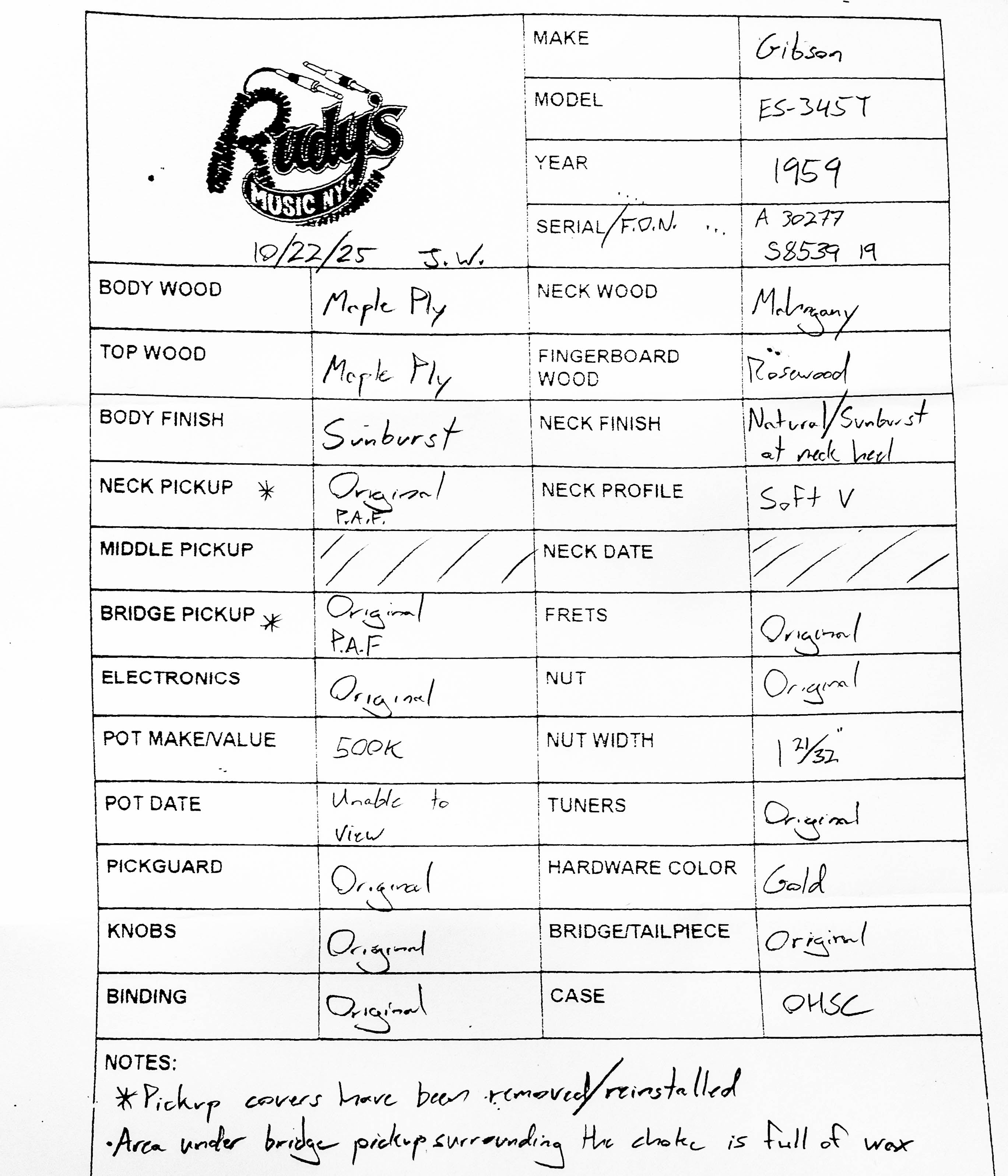 Gibson 1959 ES-345, Sunburst
