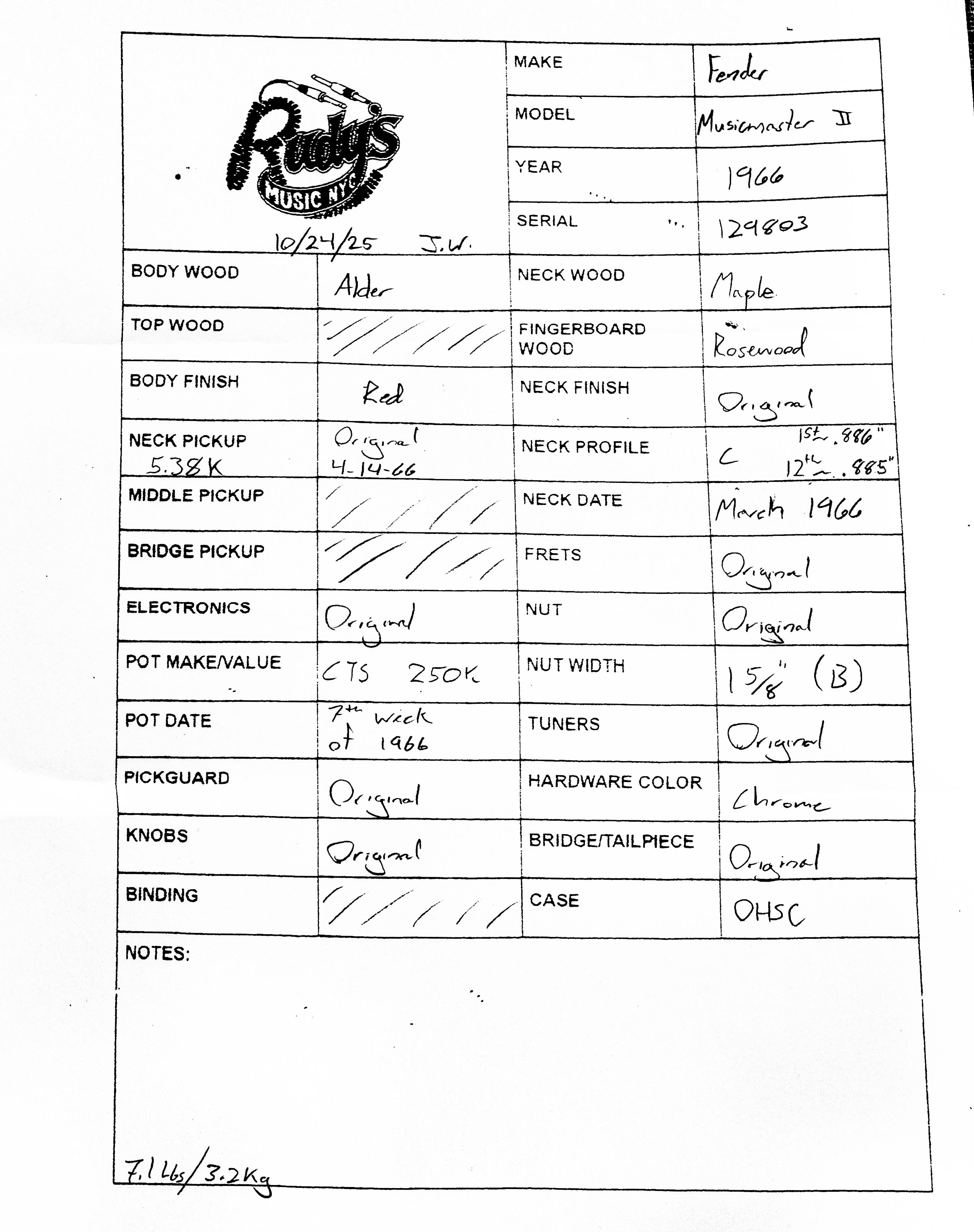 Fender 1966 Music Master II, Dakota Red