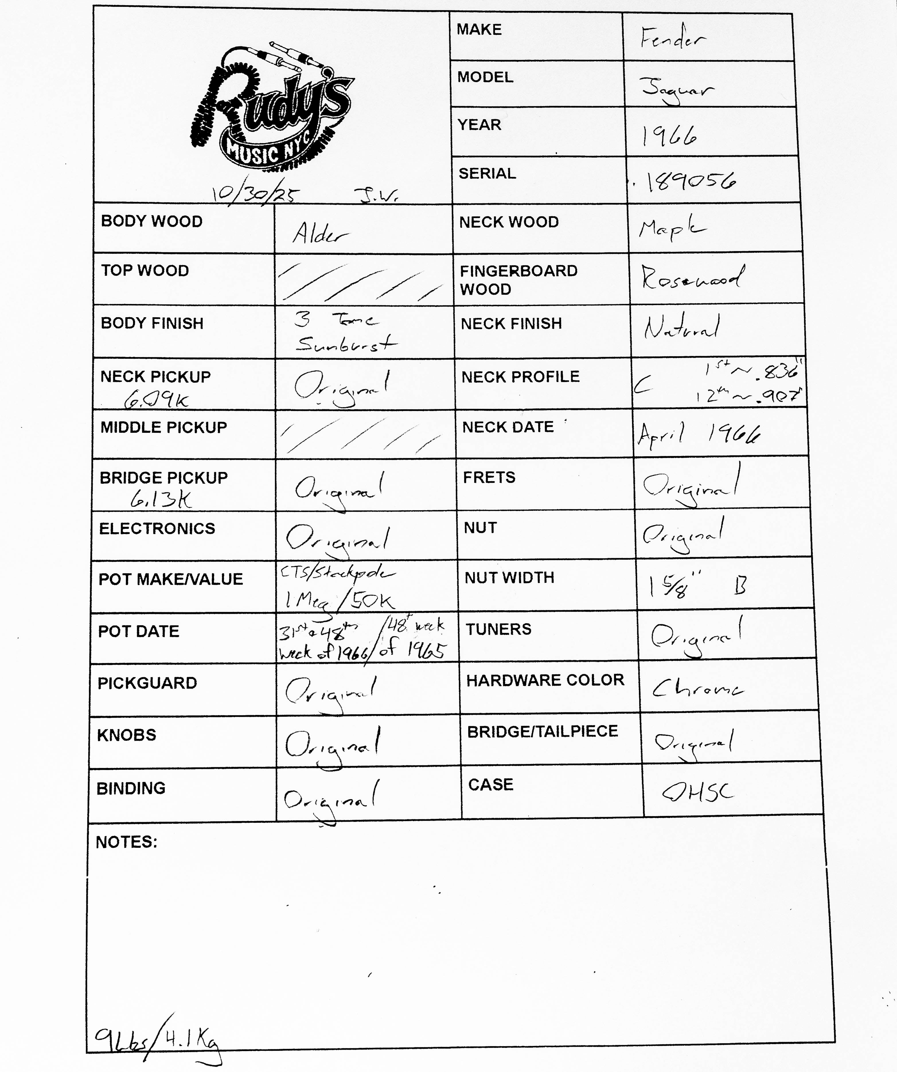 Fender 1966 Jaguar, Sunburst