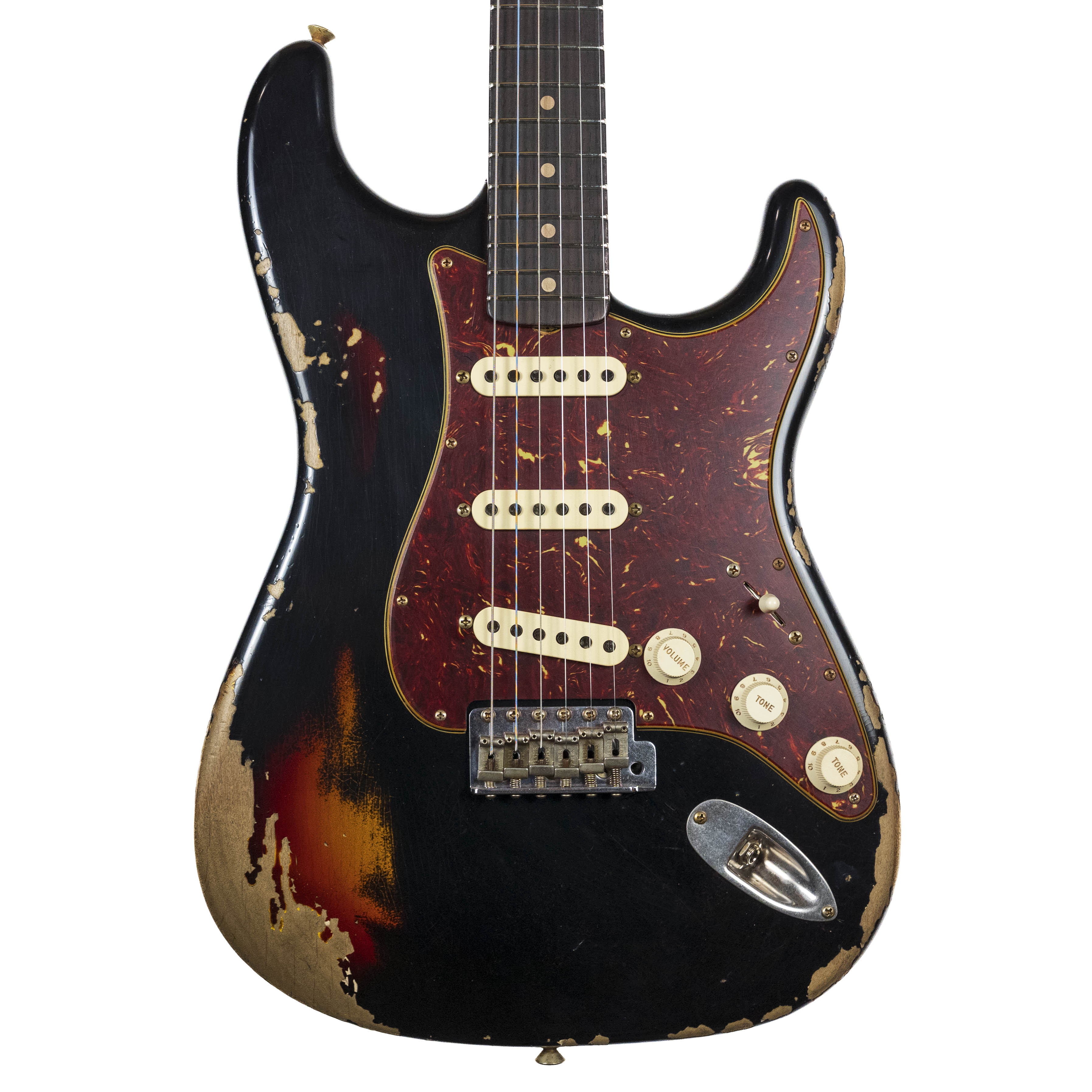 Fender Custom Shop, 1960 Strat, Heavy Relic Black Over Sunburst