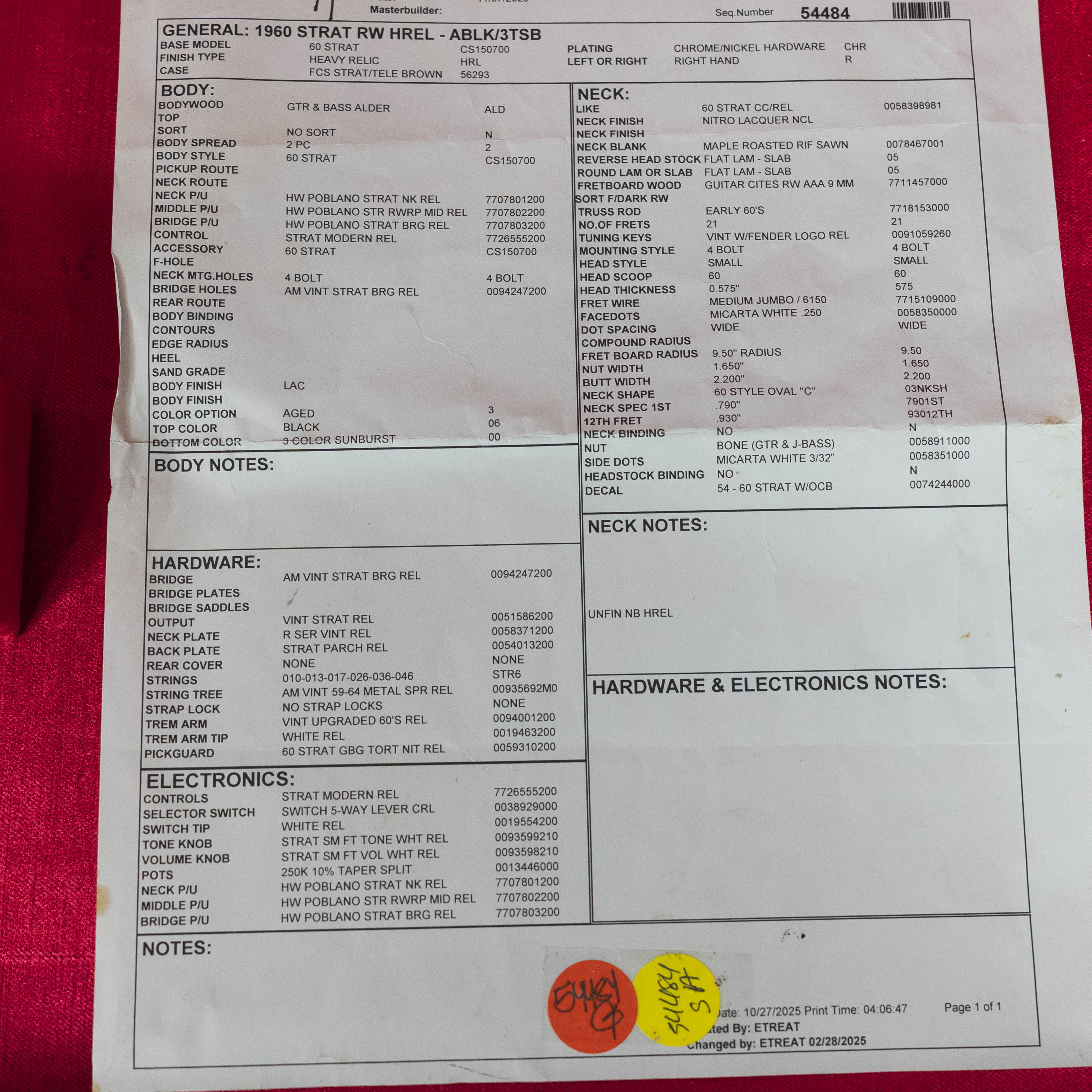 Fender Custom Shop, 1960 Strat, Heavy Relic Black Over Sunburst