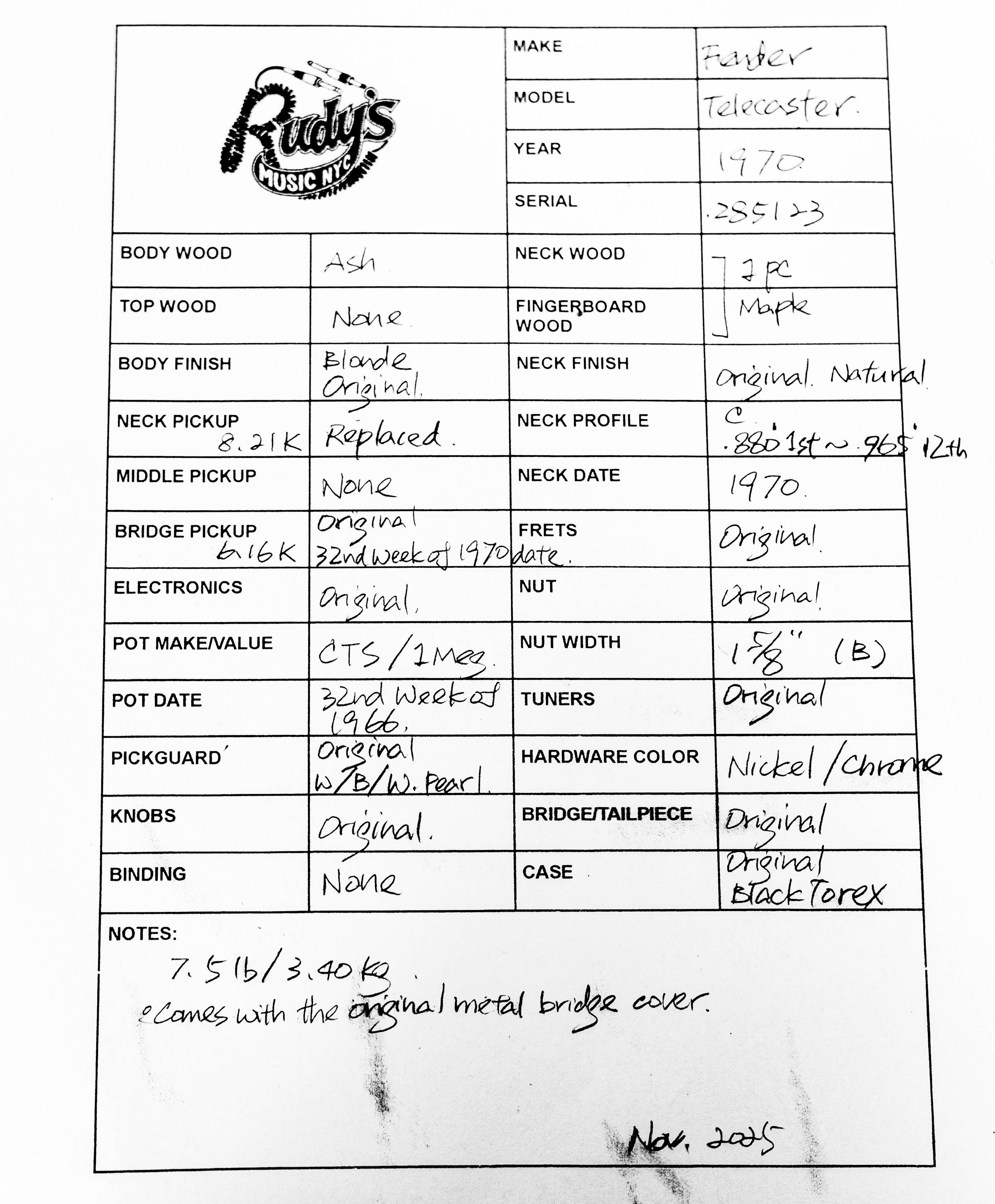 Fender 1970 Telecaster, Blonde