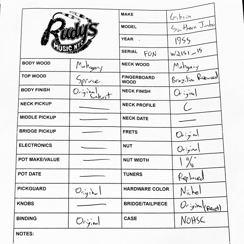 Gibson 1955 Southern Jumbo, Sunburst, FON W2151 51