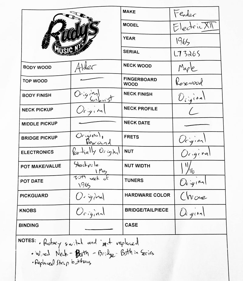 Fender 1965 Electric XII, Sunburst (Jon Gordon Collection)