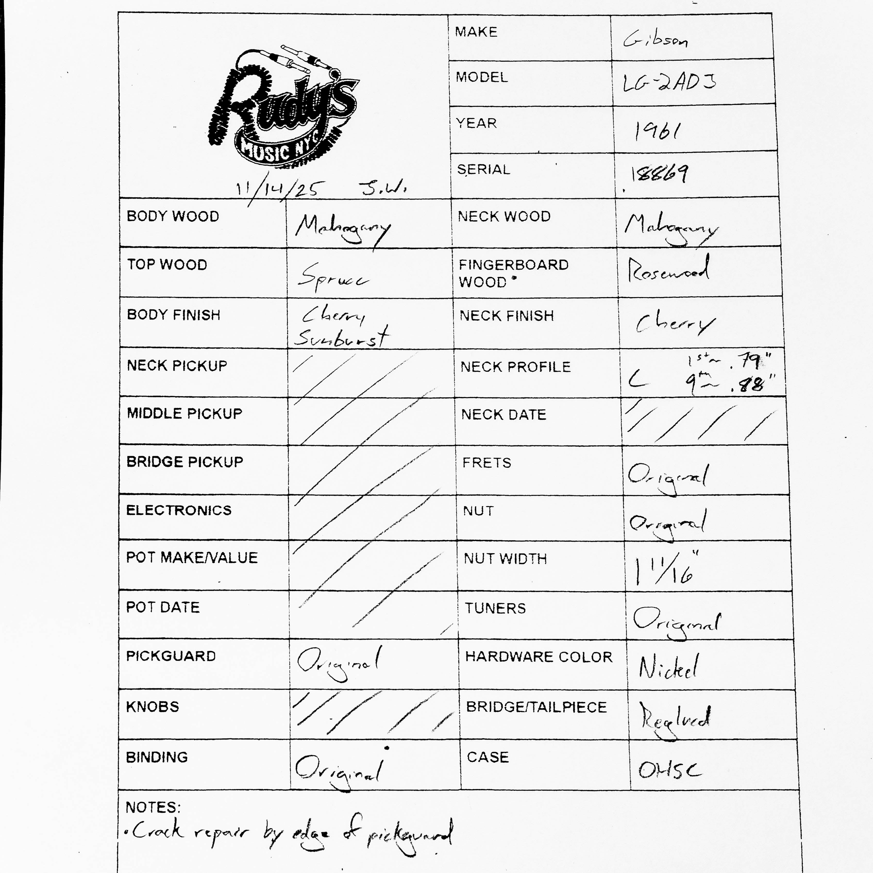 Gibson 1961 LG-2, Sunburst