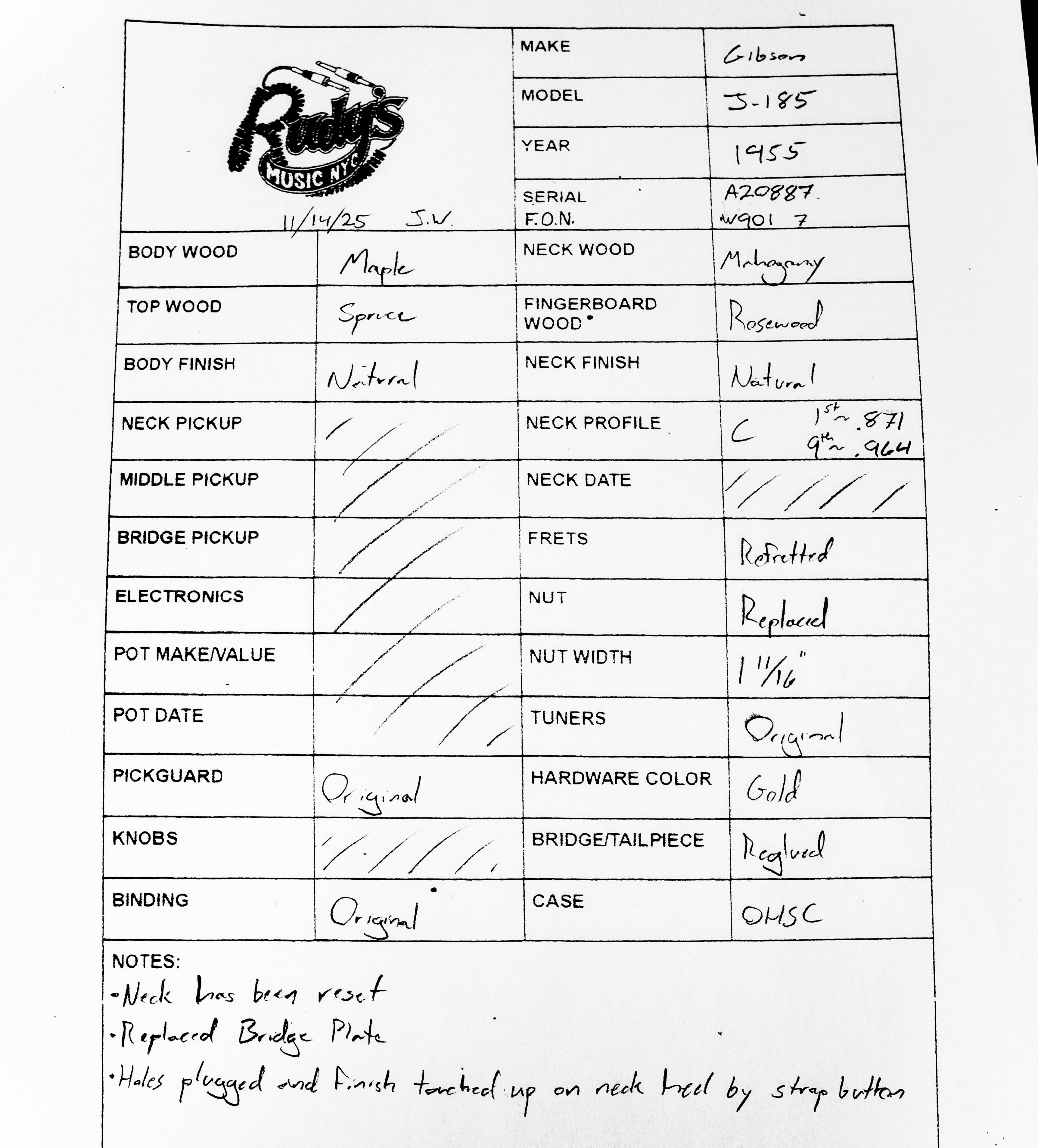 Gibson 1955 J-185, Natural