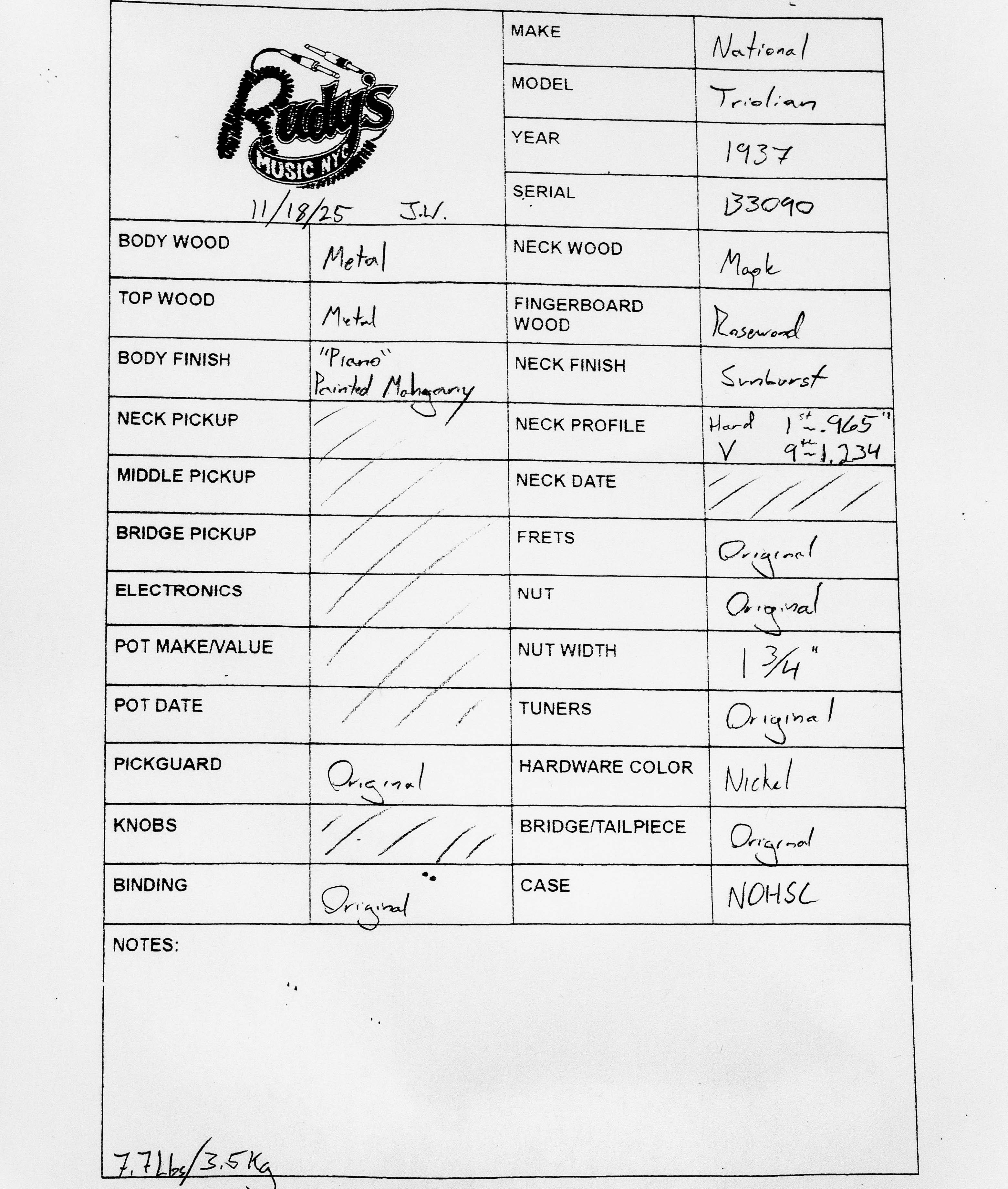 National 1937 Triolian, 'Piano' Painted Mahogany