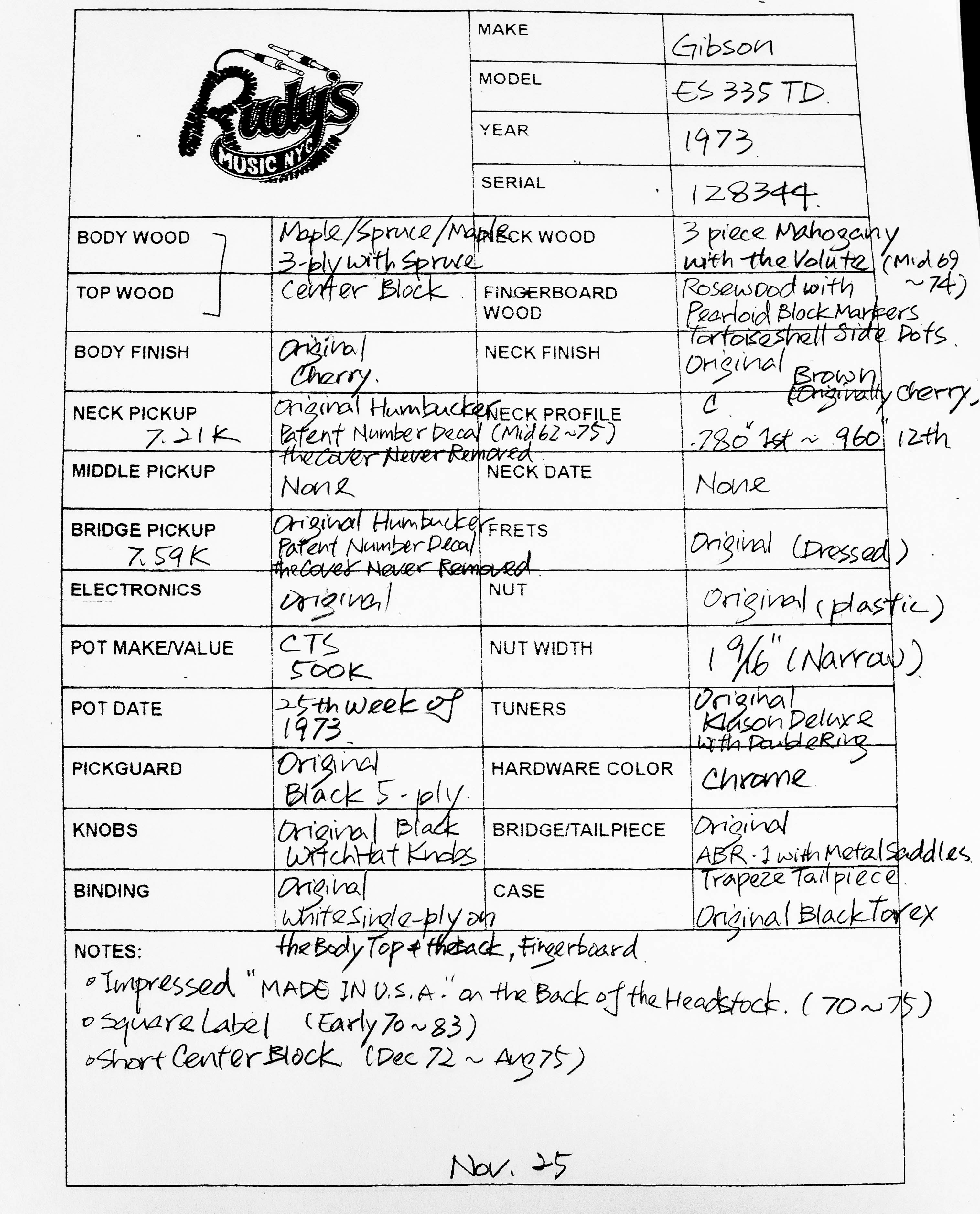 Gibson 1973 ES-335, Cherry