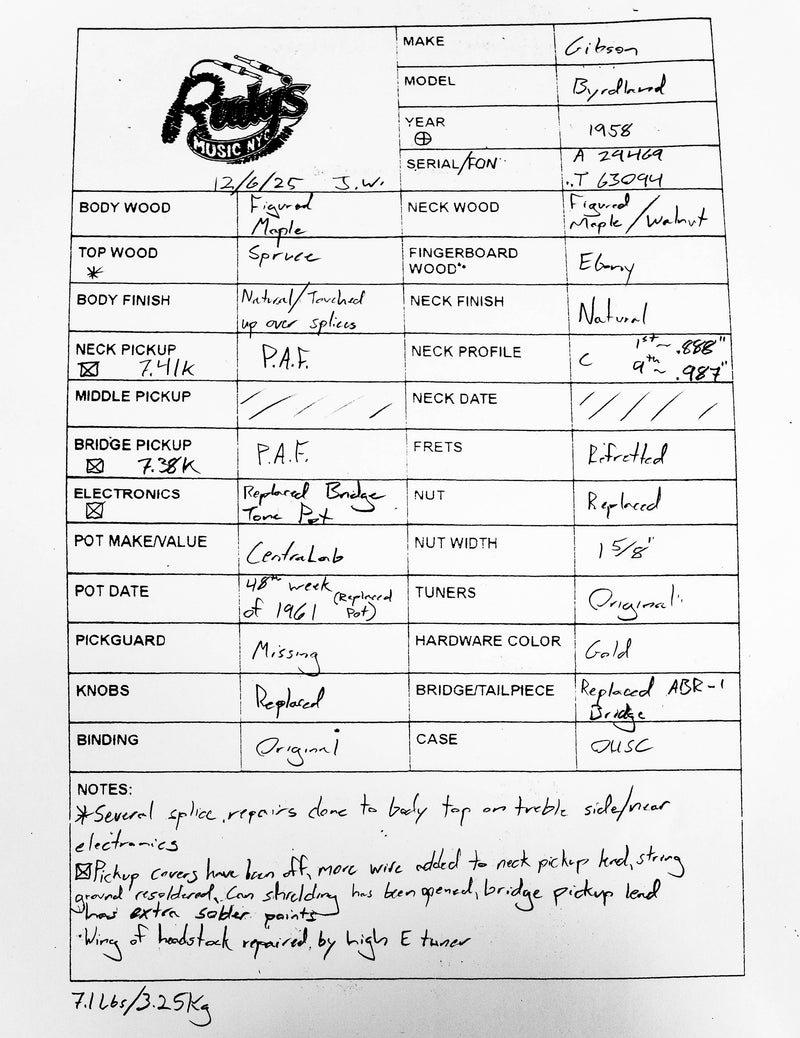 Gibson 1958 Byrdland, Natural
