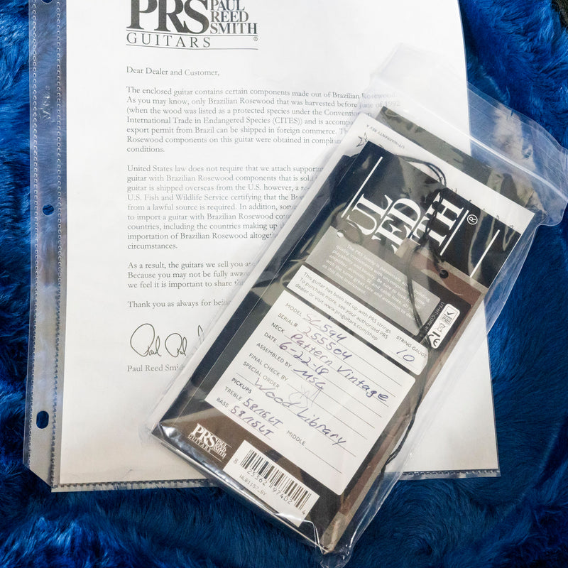 PRS 2018 SC 594 Brazilan Rosewood, 10 Top Wood Library, Santana Yellow