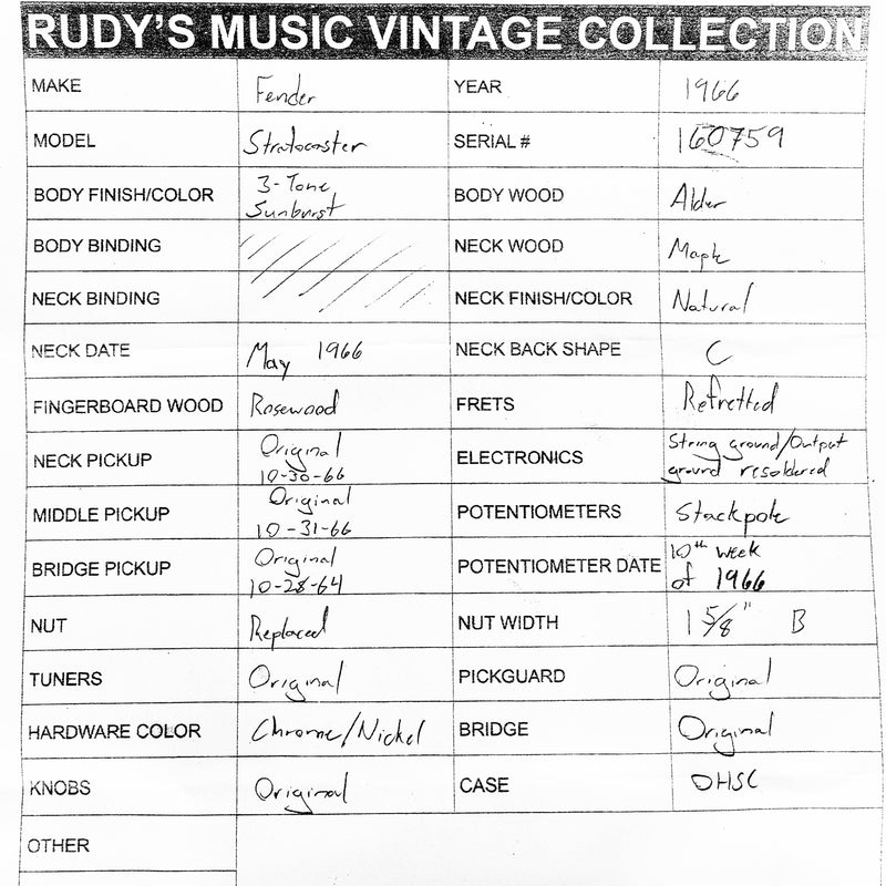 Fender 1966 Strat, Sunburst