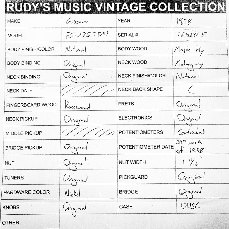 Gibson 1958 ES-225TDN, Blonde