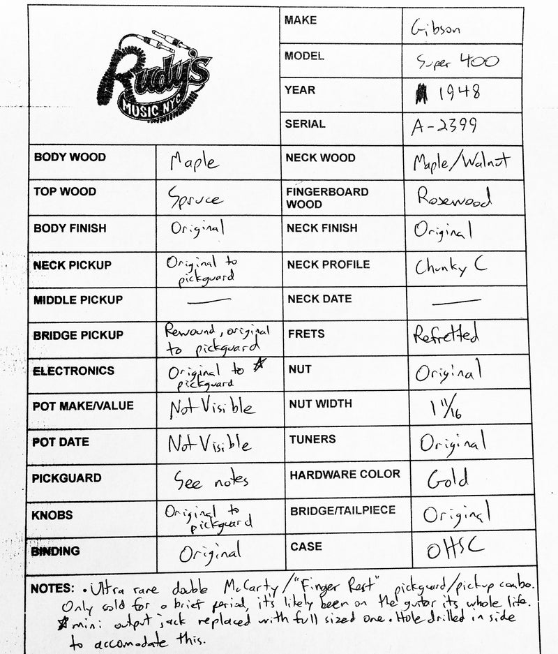 Gibson 1948 Super 400 Sunburst #A 2399