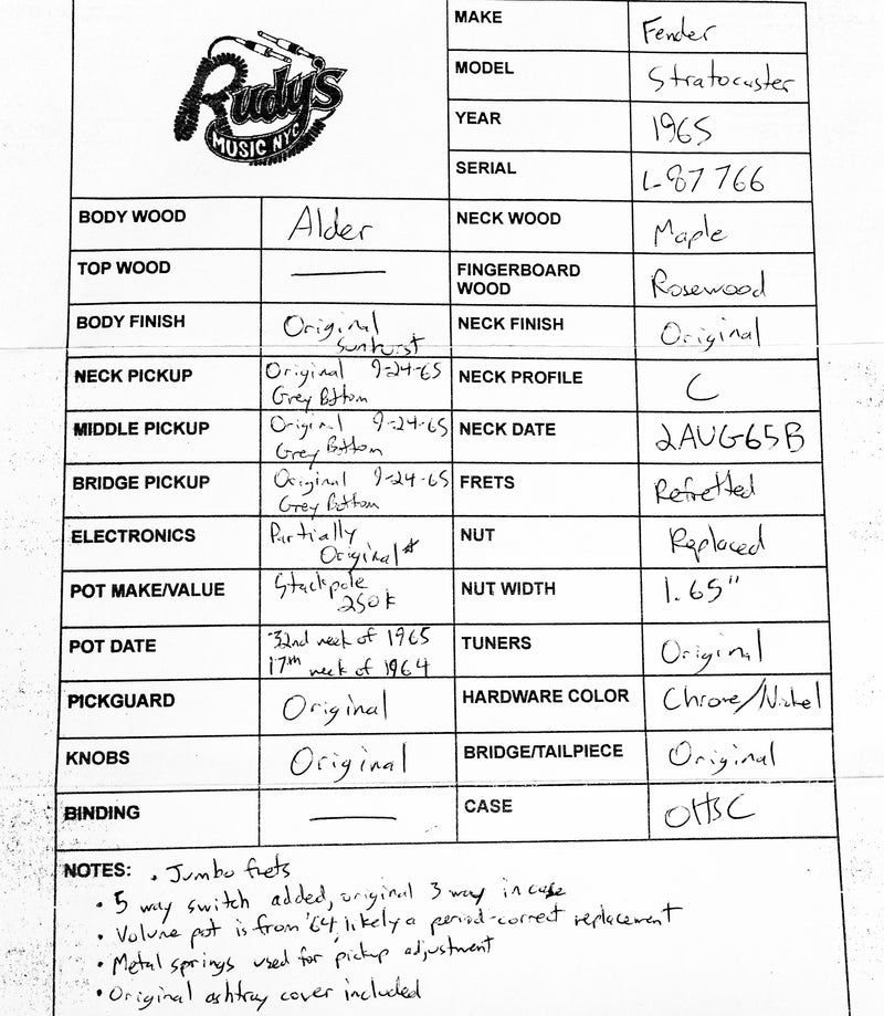 Fender 1965 Stratocaster, 3 Tone Sunburst