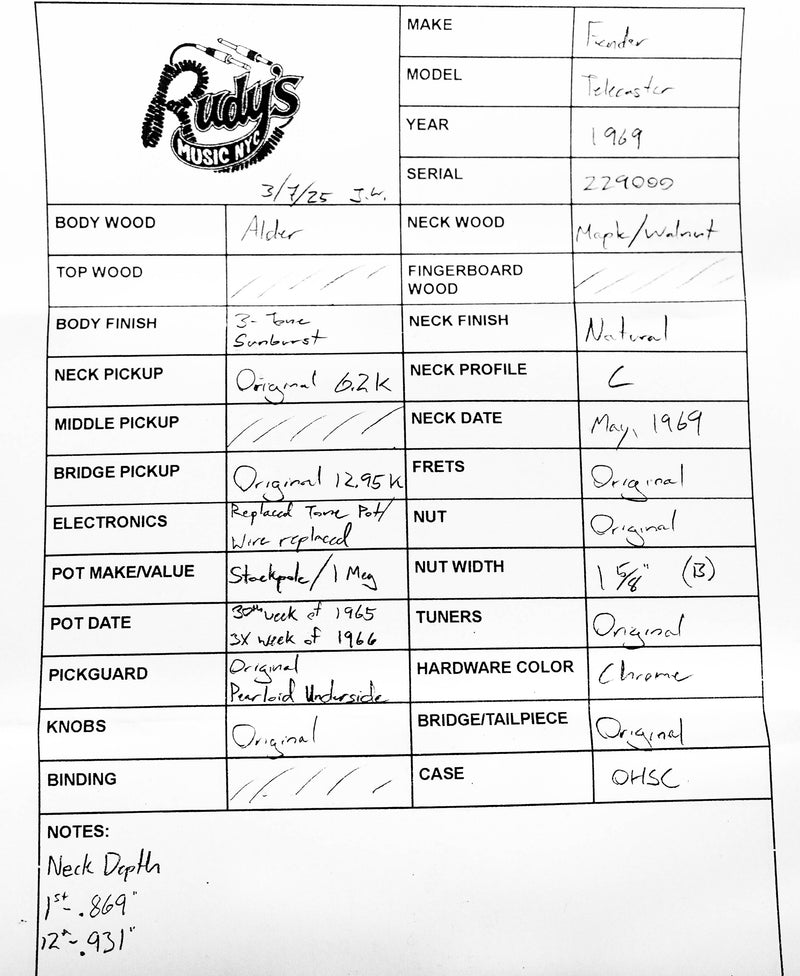 Fender 1969 Telecaster, Sunburst