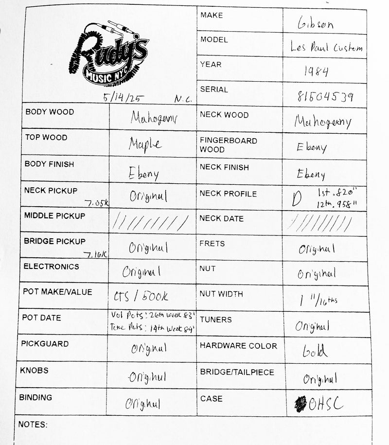 Gibson 1984 Les Paul Custom Black Beauty