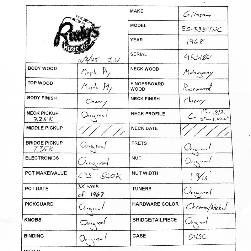 Gibson 1968 ES-335 Cherry, Factory Bigsby