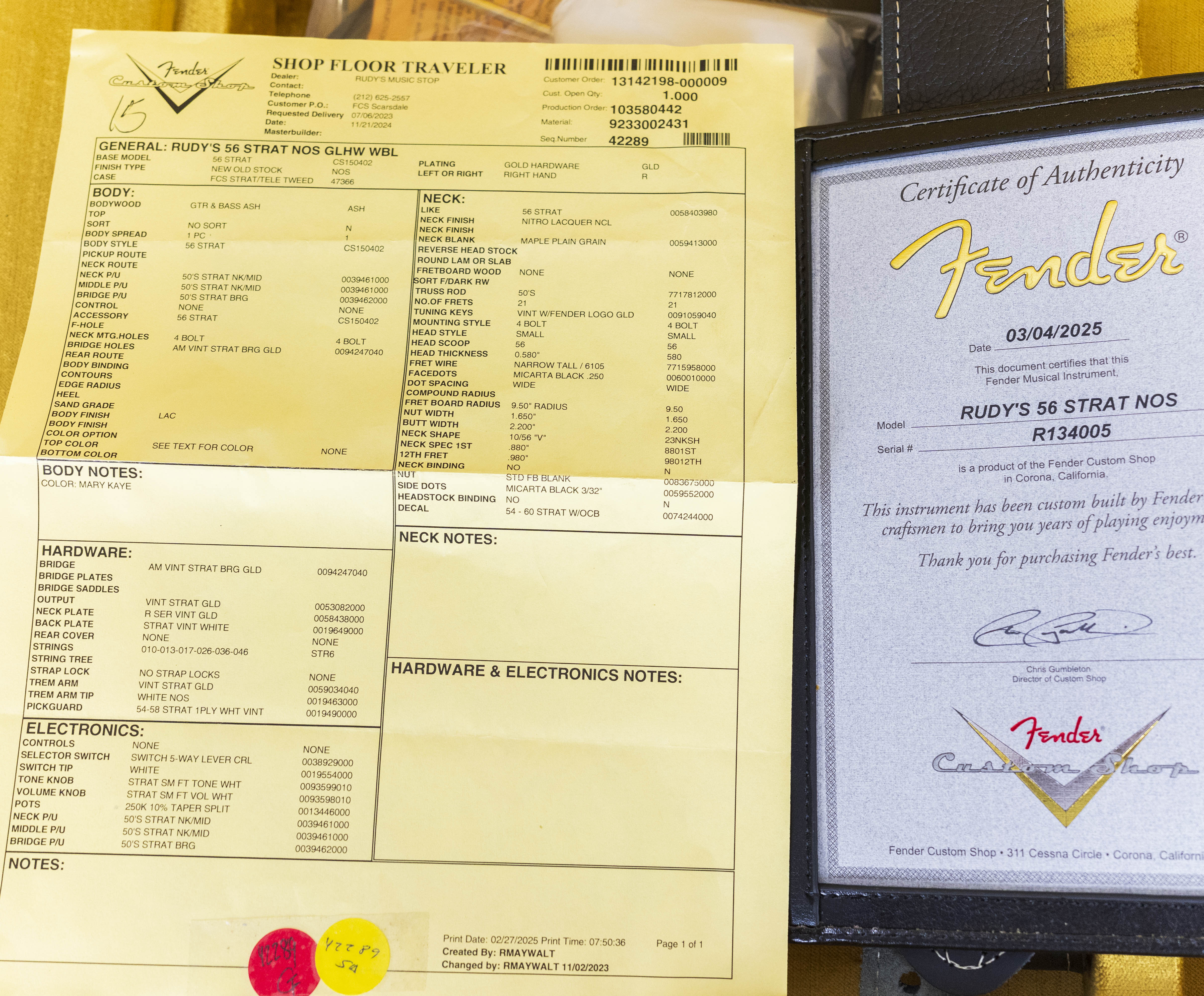 Fender Custom Shop "Rudy's 1956 'Mary Kaye' Strat" in White Blonde