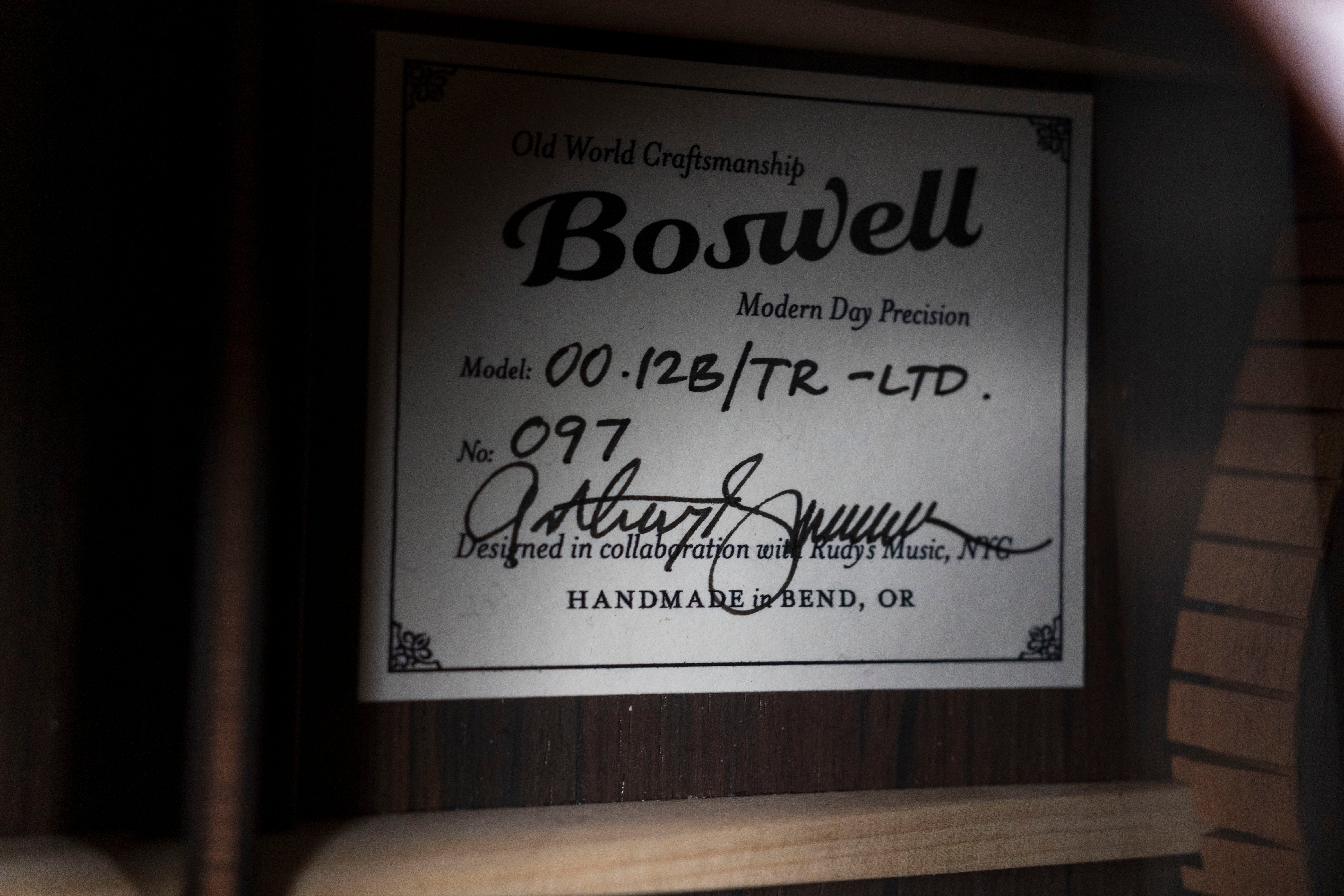 Boswell 00-12B Brazilian Rosewood, Figured Tunnel 13 Redwood Top