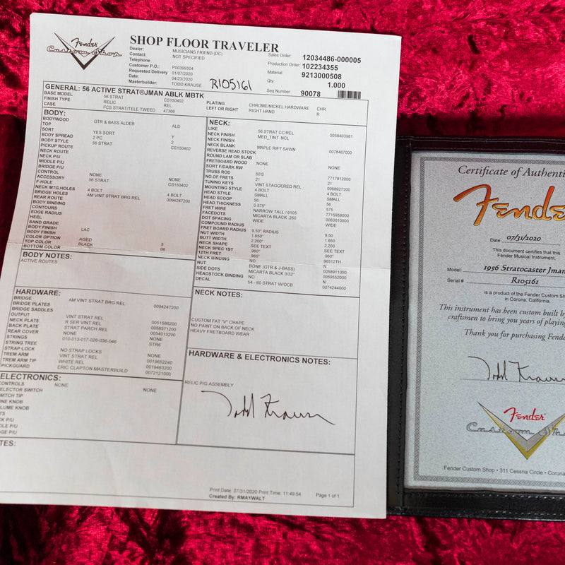 Fender Custom Shop 2020 Todd Krause Masterbuilt '56 'Clapton' Strat, Journeyman Black