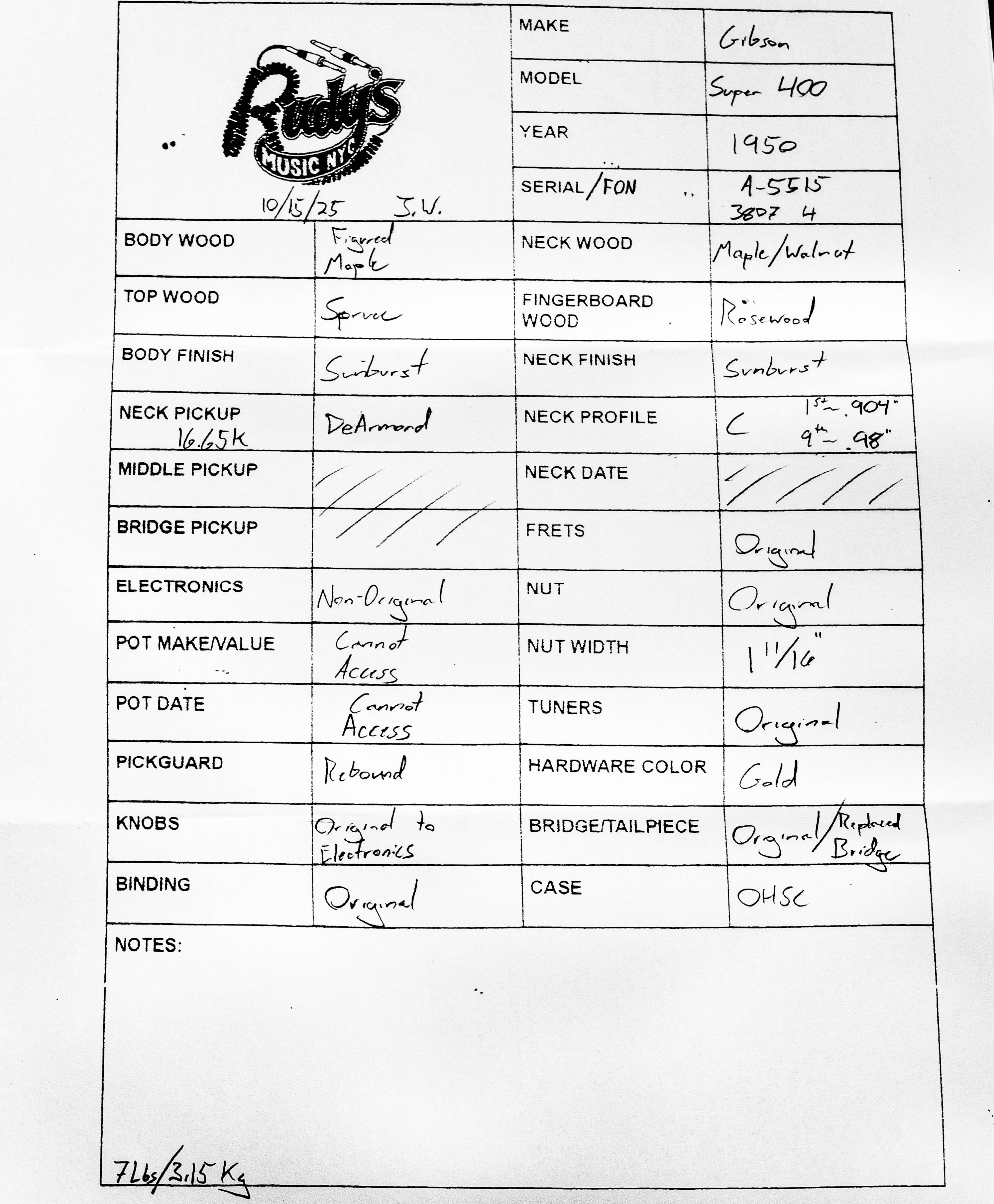 Gibson 1950 Super 400C, Sunburst