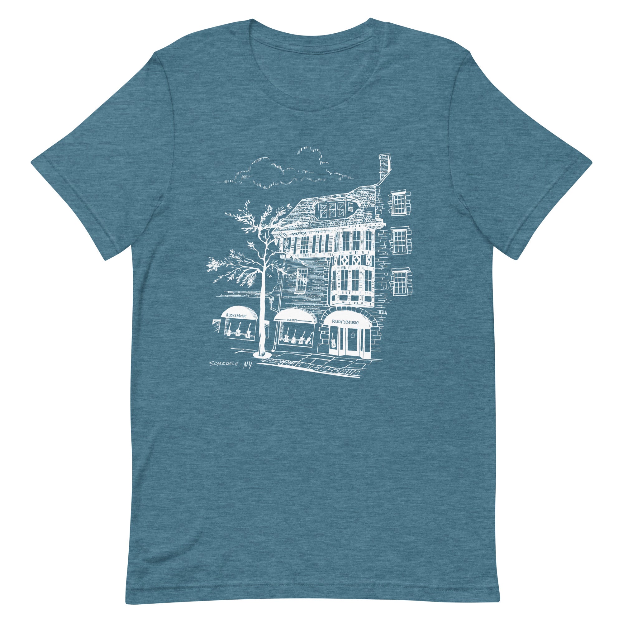 Rudy's Music Scarsdale Store T-Shirt, White Ink