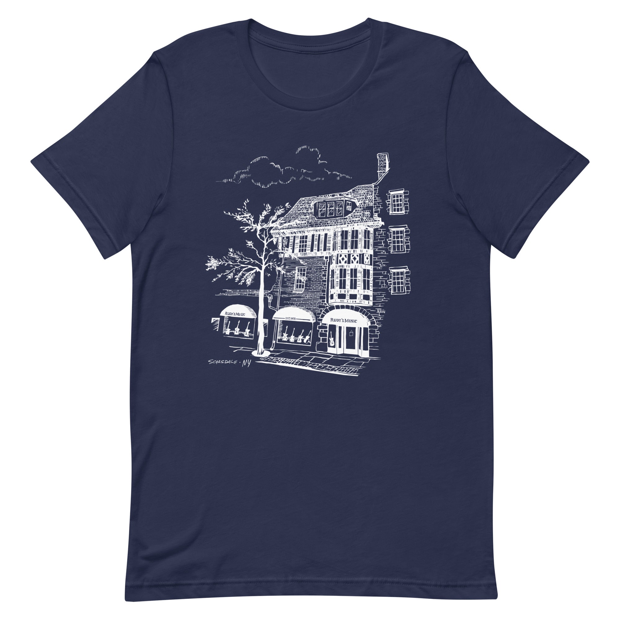 Rudy's Music Scarsdale Store T-Shirt, White Ink