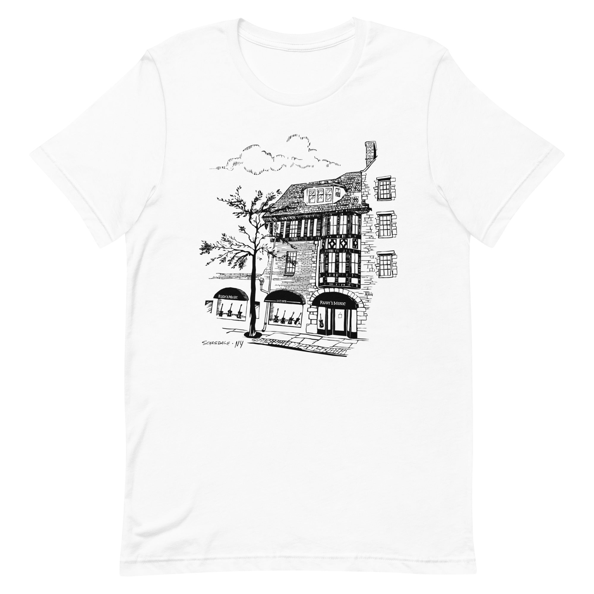 Rudy's Music Scarsdale Store T-Shirt, Black Ink