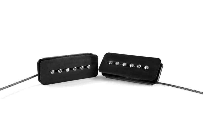Lindy Fralin Pickups P90 Stock: Single Bridge Soapbar Black Cover 2-Conductor Lead