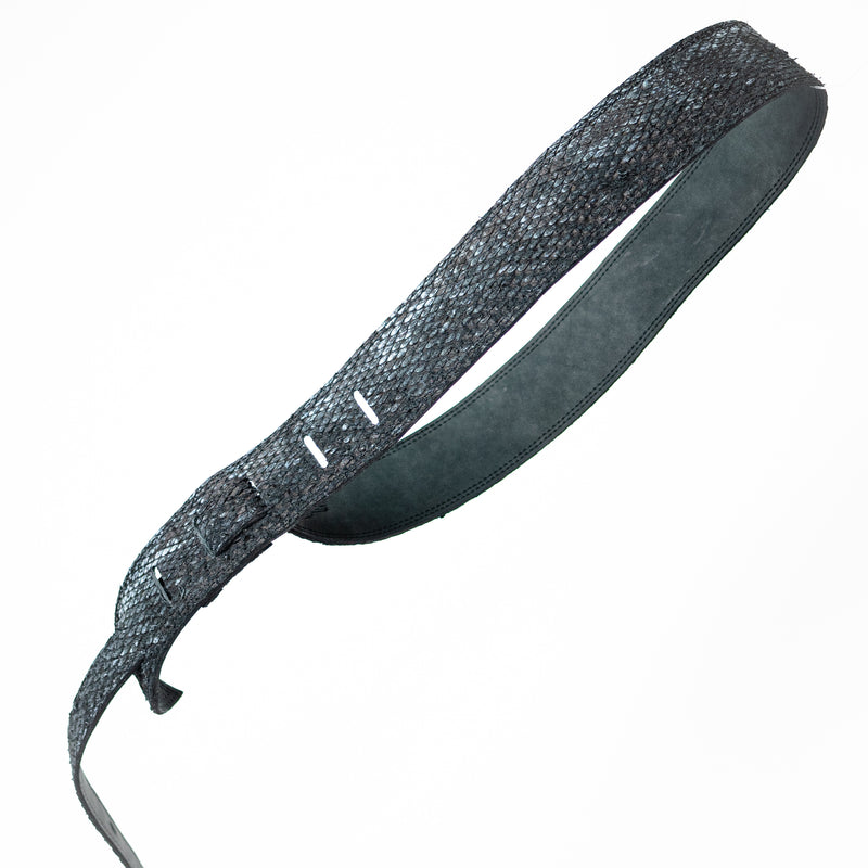 Anton Leather Python Guitar Strap Black