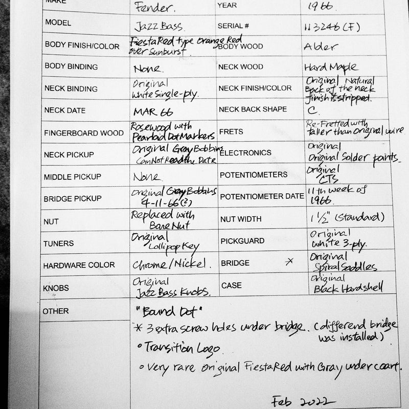 Fender 1966 Jazz Bass Fiesta Red